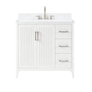 36 Inch Solid Wood Pre-Assembly Bathroom Vanity with US Power - White