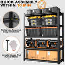 Shelves With 5 Removable Dividers, Durable For Garage - Black by HouseOfZazla
