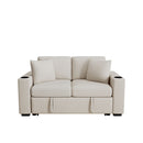 Modern 2 Seater Loveseat Sofa With Pull-Out Bed, Fabric, Built-In USB Ports & Cup Holders by Unique Piece Furniture