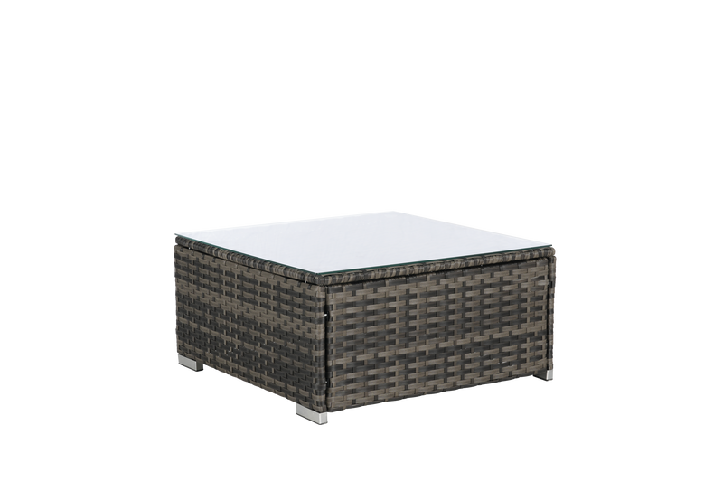 8 Piece Outdoor Patio Sofa Set, Sectional L- Shaped Patio Furniture Wicker Patio Conversation Set with Curved Sofa  Ottoman & Glass Top Table for Backyard Poolside