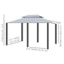 Outsunny - Patio Gazebo, Outdoor Gazebo Canopy Shelter With Curtains, Vented Roof, Steel Frame For Garden, Lawn, Backyard And Deck, - Sage Gray by HouseOfZazla