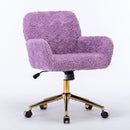 Office Chair, Artificial Rabbit Hair Home Office Chair With Metal Base, Adjustable Desk Chair Swivel Office Chair, Vanity Chair by Unique Piece Furniture