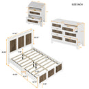 4-Pieces Bedroom Sets, Queen Size Farmhouse Platform Bed with Storage