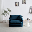 Comfy Deep Single Seat Sofa Upholstered Reading Armchair in Blue Chenille Fabric by HouseOfZazla