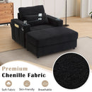 Modern Style Armchair Chaise Lounge Sofa Couch With Movable Storage Ottoman, USB Ports, Cup Holders, Phone Holder, Side Pockets by HouseOfZazla
