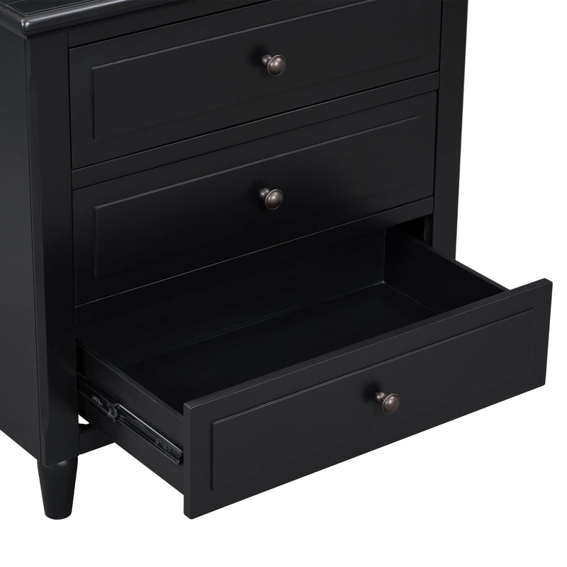 3-Drawer Nightstand Storage Wood Cabinet
