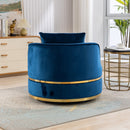 360 Degree Swivel Accent Chair Velvet Modern Upholstered Barrel Chair Over-Sized Soft Chair with Seat Cushion for Living Room, Bedroom, Office, Apartment, Blue