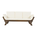TOPMAX Outdoor Adjustable Patio Wooden Daybed Sofa Chaise Lounge