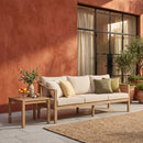 77.95" Outdoor Acacia Wood 3-Seater Sofa with Beige Cushions by HouseOfZazla