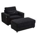 Modern Style Armchair Chaise Lounge Sofa Couch With Movable Storage Ottoman, USB Ports, Cup Holders, Phone Holder, Side Pockets by HouseOfZazla