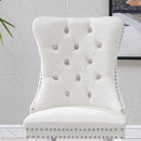 Gorgeous White Velvet Dining Chairs with Silver Mirrored Finish Legs - Set of 2, 19.7'L x 24'D x 36.2'H, Luxurious Dining Room Statement