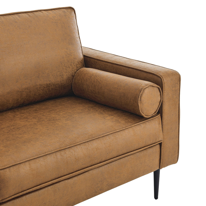 57"Mid-Century Modern Couch with high-tech Fabric Surface/ Upholstered Cushions/Pillows,Seat Sofas&Couches for Living Room Apartment Office, Large-Brown