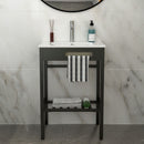 Console Sink With Legs, 24" X 18", Durable Porcela With Frame - White / Black by HouseOfZazla
