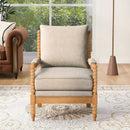 Rubber Wood Accent Chair with Upholstered Fabric and High-Density Sponge Cushion by HouseOfZazla