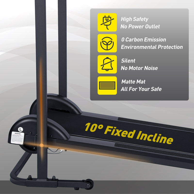 Manual Treadmill Non Electric Treadmill with 10 Incline Small Foldable Treadmill for Apartment Home Walking Running (Mode GHN213)