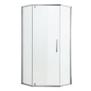Diamond Shaped Corner Shower Door, Inward Sliding, Stainless Steel Frame by HouseOfZazla