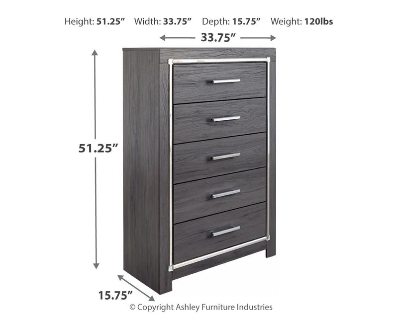 Lodanna - Five Drawer Chest - Gray, photo 3 of 5