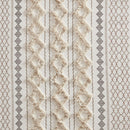 Cotton Printed Curtain Panel with Chenille Stripe and Lining Ivory 50x95