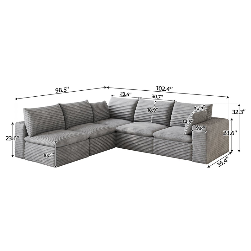 Cloud Sofa - 99*103" Corduroy Fabric, photo 7 of 10