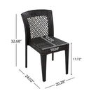 5-Piece Outdoor Dining Set, Acacia Wood Rectangular Patio Table & 4 PE Rattan Iron Frame Dining Chairs by HouseOfZazla