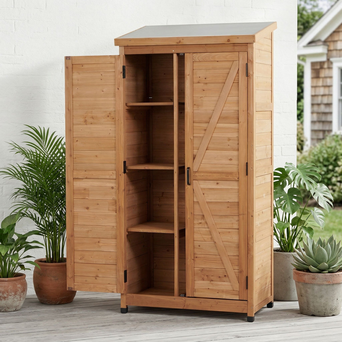 Outdoor Storage Shed With Vertical Tool Cabinet For Backyard, photo 29 of 35