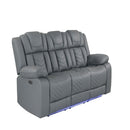 Raize - 10 Power Reclining Sofa With DDT, WC And LED - Gray by HouseOfZazla