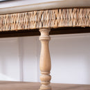 Handcrafted Console Table With Hand Woven Trim, 3 Tier Storage Shelves - Natural by HouseOfZazla