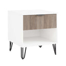 Dumbo - Fluted Nightstand With 1 Drawer - Gray / White by HouseOfZazla