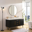 Wall Circular Framed Vanity Mirror For Bathroom, Living Room Decor - Black by HouseOfZazla