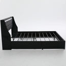 Wingback Upholstered Bed Frame With LED Lights, Charging Station