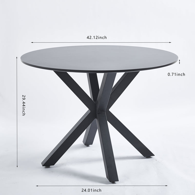 42.1"BLACK Table Mid-century Dining Table for 4-6 people With Round Mdf Table Top, Pedestal Dining Table, End Table Leisure Coffee Table,cross leg