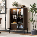 Modern Minimalist Style LED Curio Cabinet With Tempered Glass Door, Metal Legs by Unique Piece Furniture