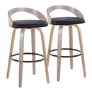 Grotto - Contemporary Fixed Height Barstool With Swivel With Round Footrest (Set of 2) by HouseOfZazla