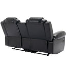 Home Theater Seating Manual Recliner Loveseat With Hide-Away Storage, Cup Holders And Led Light Strip For Living Room by HouseOfZazla