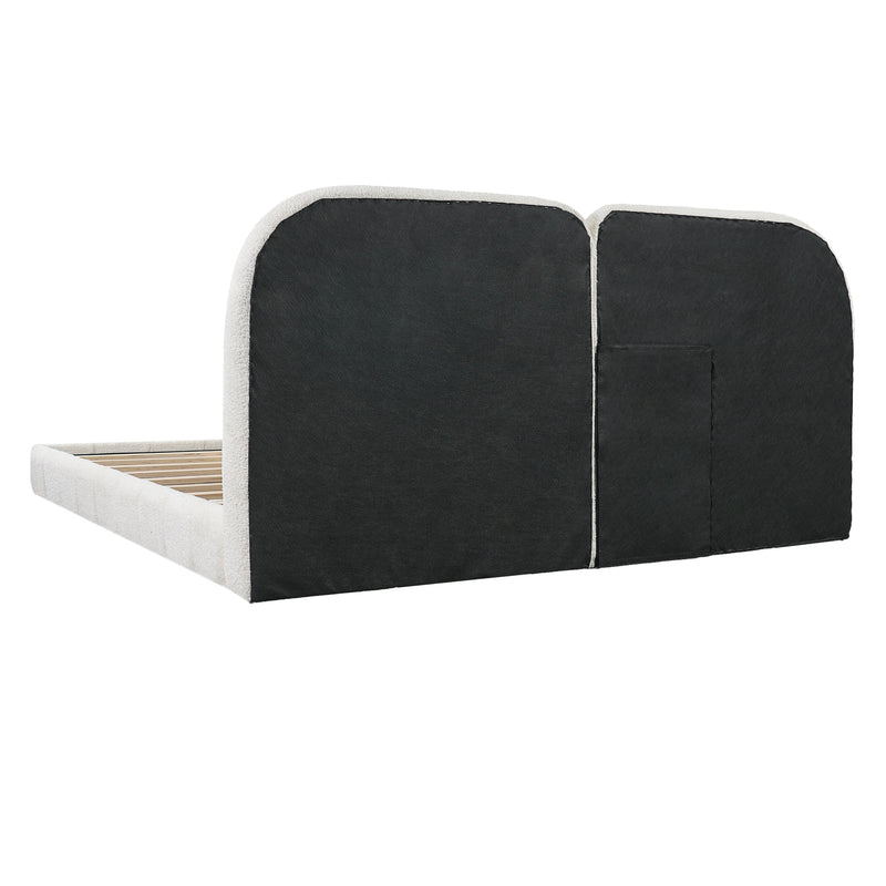 Queen Size Boucle Upholstered Platform Bed with Tufted Headboard, photo 10 of 10