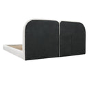Queen Size Boucle Upholstered Platform Bed with Tufted Headboard
