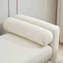 Elegant Upholstered Bench, Daybed, Ottoman With Wood Legs & Bolster Pillows - Ivory Boucle by HouseOfZazla