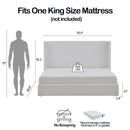 Carmen - King Size Upholstered Wingback Bed - White