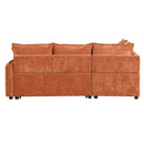 82.67"Convertible Sofa Bed Sectional Sofa Sleeper L-shaped Sofa with a Storage Ottoman,Two Pillows, Two Power Sockets and Two USB Ports for Living Room, Orange