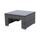 7-Piece Patio Furniture Set w/Retractable Canopy Wicker Rattan Sectional Sofa Set Patio Furniture with Washable Cushions for Lawn, Garden, Backyard, Poolside Grey wicker + Black Cushion