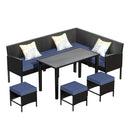 7 Piece Outdoor Furniture Set Waterproof Cushions Glass Table by HouseOfZazla