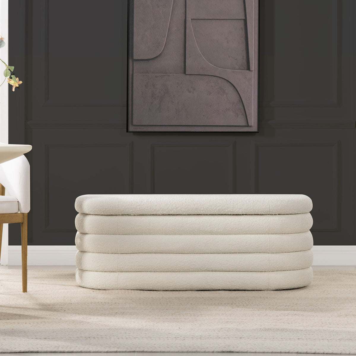 Fuji - Upholstered Oval Storage Bench, photo 4 of 34