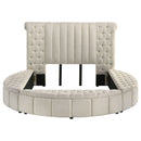 Santiago - Upholstered Round Storage Bed With Built In Charging Ports by HouseOfZazla
