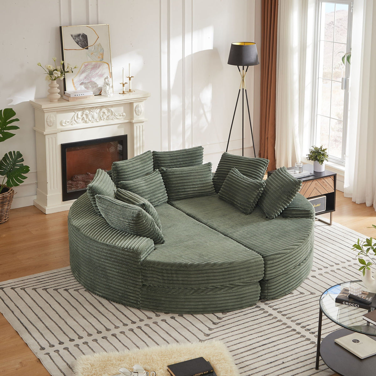 Round Oversized Sofa Bed With 5 Throw Pillows, photo 23 of 31