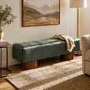 Green PU Upholstered Indoor Dining Bench