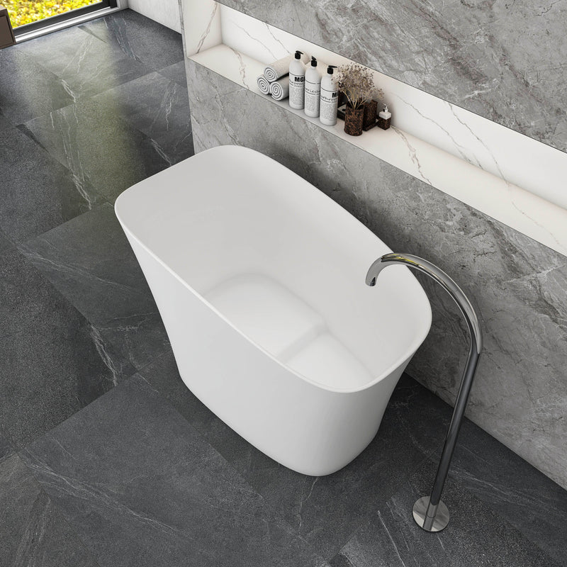 51-Inch Freestanding Solid Surface Deep Soaking Bathroom Bathtub with Seat, photo 3 of 10