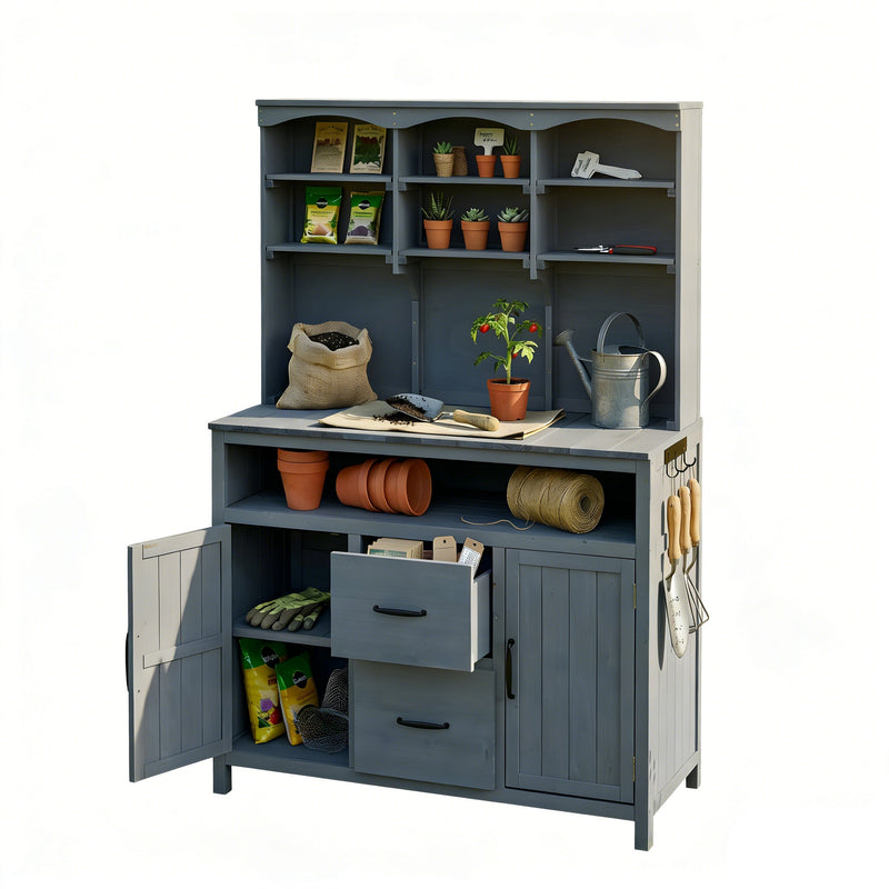 TOPMAX Large Fir Wood Potting Bench, photo 9 of 10