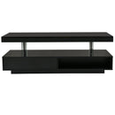 LED Coffee Table with Storage, Modern Center Table with 2 Drawers and Display Shelves, Accent Furniture with LED Lights for Living Room,Black