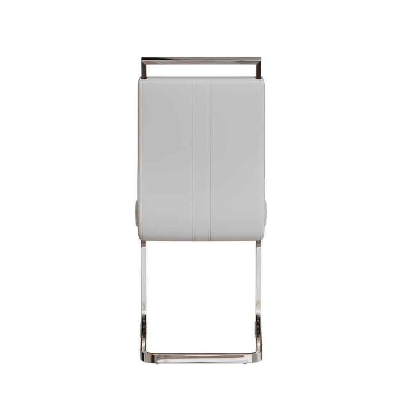 51 inch Glass Dining Table Set for 4, Dining Table & Chair Sets with Silver Plating Legs for Kitchen, Modern Rectangle Tempered Glass Table Top and PU Dining armless Chair for Dining Room