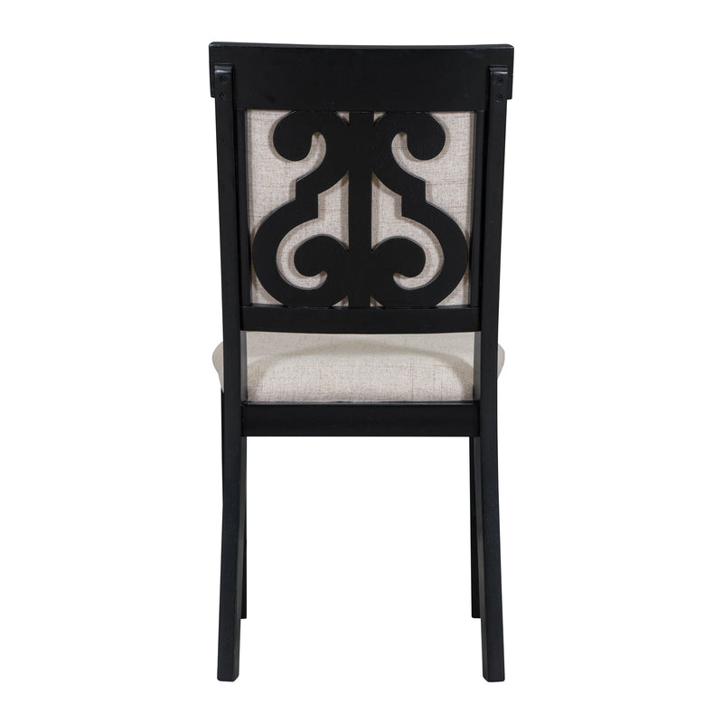 5-Piece Retro Dining Set, Rectangular Wooden Dining Table and 4 Upholstered Chairs for Dining Room and Kitchen (Black)